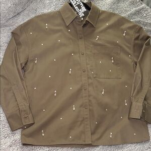 Women's Holiday Embellished Twill Shacket - Future Collective